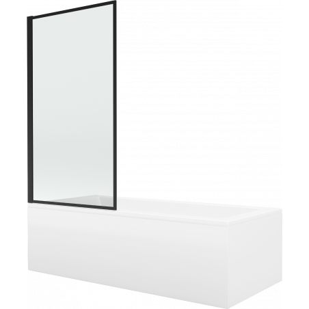 Mexen Cubik rectangular bathtub 150 x 70 cm with casing and 1-wing screen 80 cm, black pattern fix - 550315070X9308007070