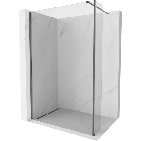 Mexen Kioto Walk-in Shower Wall 100 x 30 cm, Transparent, Brushed Gun Grey - 800-100-212-66-00-030