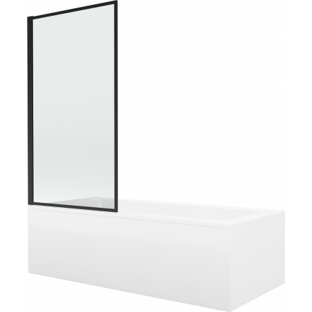 Mexen Cubik rechteckige Badewanne 150 x 70 cm mit Verkleidung und 1-flügeliger Duschabtrennung 80 cm, schwarzes Muster - 550315?
