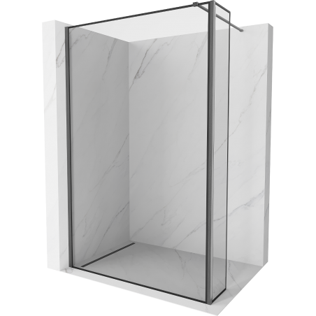 Mexen Kioto Shower Wall Walk-in 140 x 30 cm, Black Frame, Brushed Gun Gray - 800-140-212-66-70-030