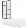 Mexen Cubik baignoire rectangulaire 150 x 70 cm avec revêtement et paroi de douche 1 volet 80 cm, motif noir - 550315070X930801?