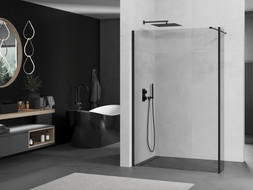 Mexen Kioto zid za tuš Walk-in 90 x 30 cm, proziran, crn - 800-090-212-70-00-030