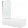Mexen Cubik wanna prostokątna 160 x 70 cm z obudową i parawanem 1-skrzydłowym 70 cm, transparent, chrom - 550316070X9007010100