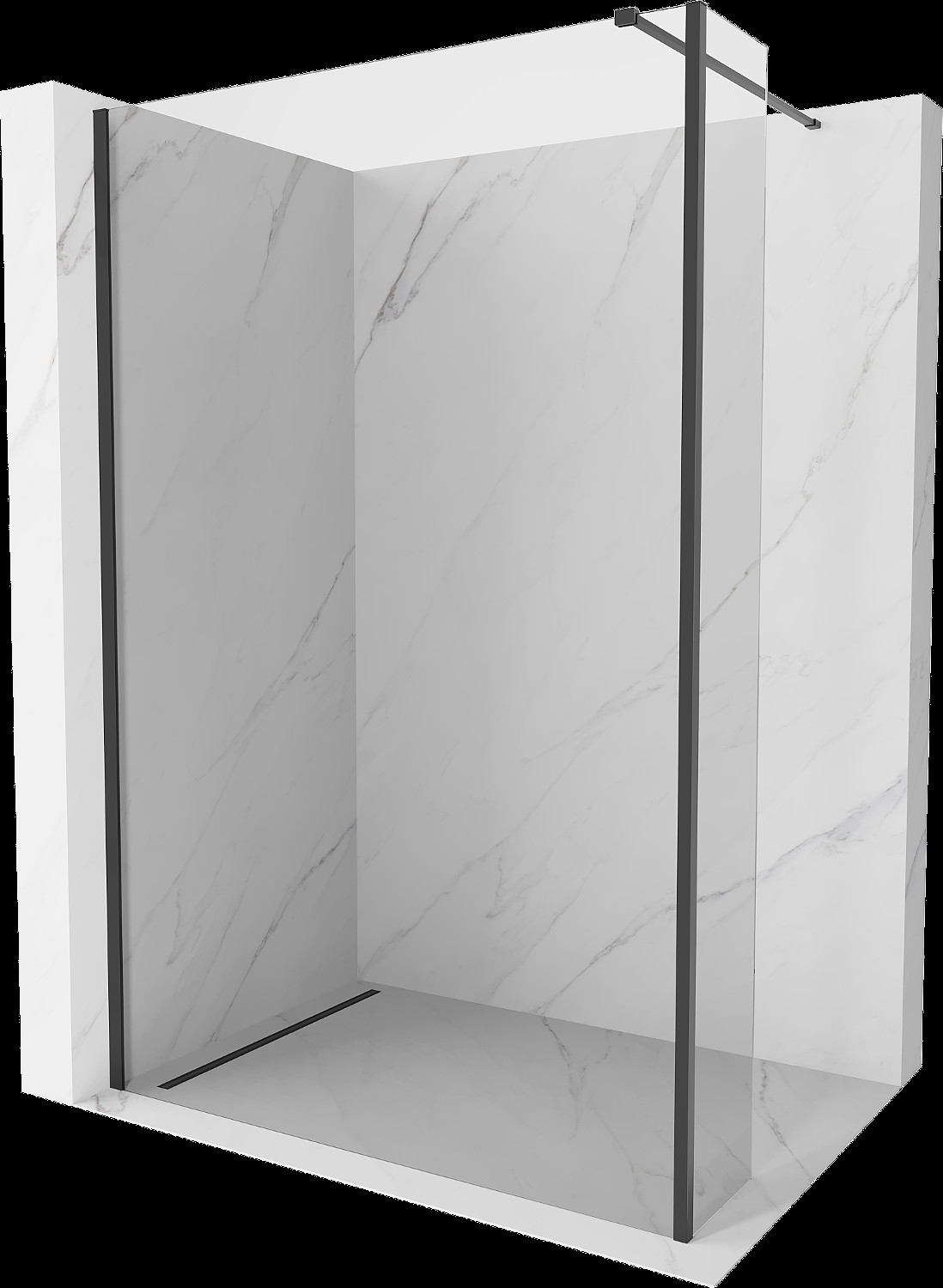 Mexen Kioto ścianka prysznicowa Walk-in 95 x 30 cm, transparent, czarna - 800-095-212-70-00-030