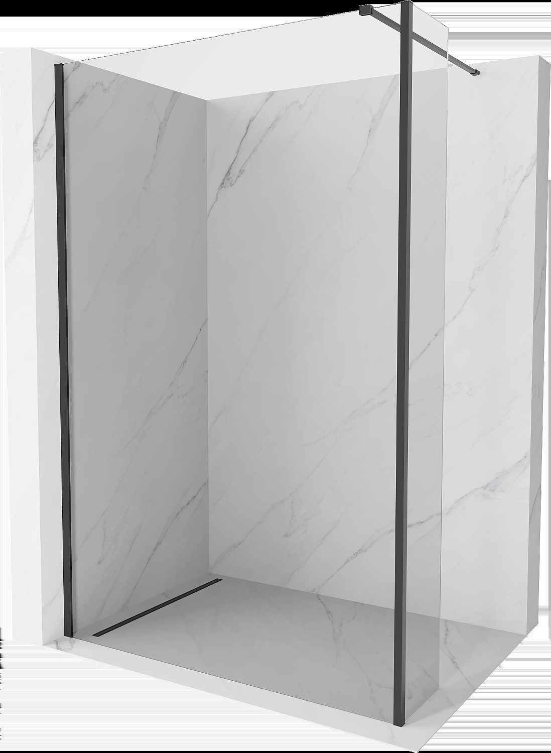 Mexen Kioto ścianka prysznicowa Walk-in 105 x 40 cm, transparent, czarna - 800-105-212-70-00-040