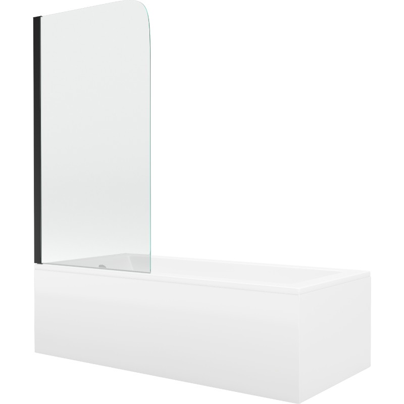 Mexen Cubik ristkülikukujuline vann 160 x 70 cm koos korpuse ja 1-lehelise ekraaniga 70 cm, läbipaistev, must