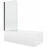 Mexen Cubik rectangular bathtub 160 x 70 cm with casing and 1-panel screen 70 cm, transparent, black - 550316070X9007017000