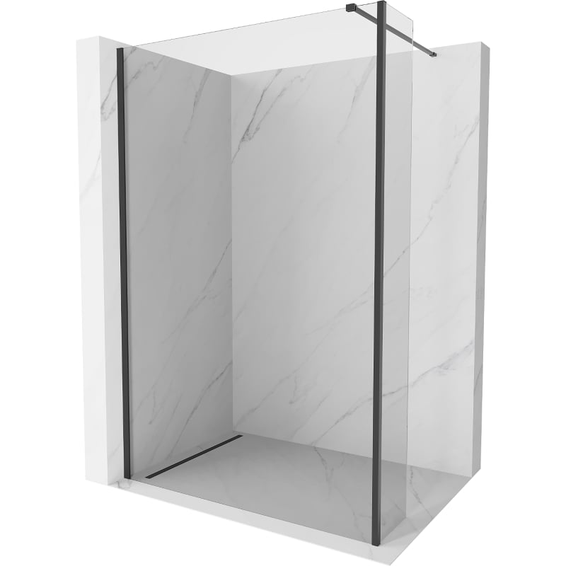 Mexen Kioto dušisein Walk-in 135 x 40 cm, läbipaistev, must - 800-135-212-70-00-040