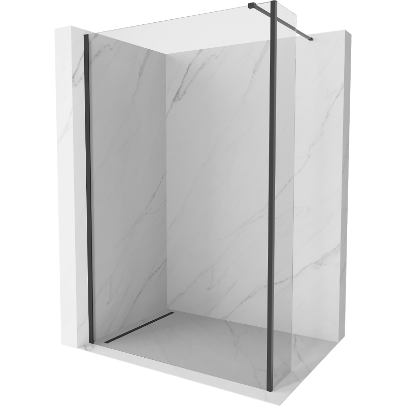 Mexen Kioto paroi de douche Walk-in 135 x 40 cm, transparent, noir - 800-135-212-70-00-040