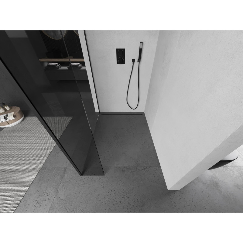 Mexen Kioto dušisein Walk-in 135 x 40 cm, läbipaistev, must - 800-135-212-70-00-040
