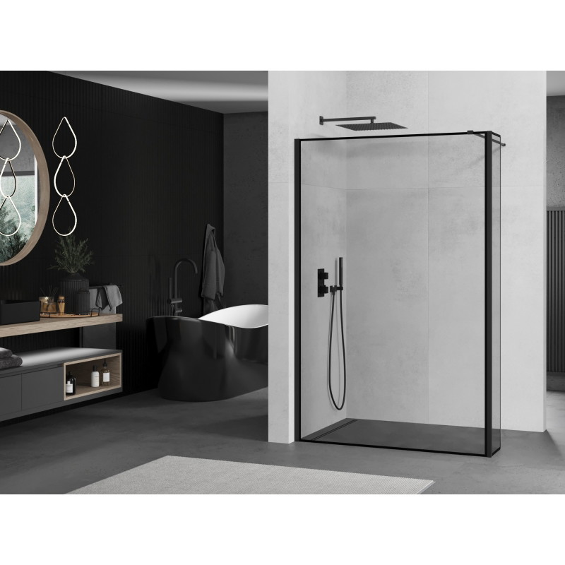 Mexen Kioto dušisein Walk-in 120 x 30 cm, must raam, must - 800-120-212-70-70-030