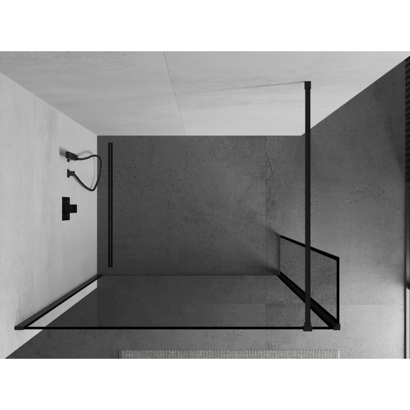 Mexen Kioto dušisein Walk-in 120 x 30 cm, must raam, must - 800-120-212-70-70-030