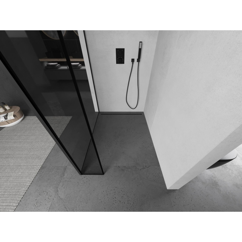 Mexen Kioto dušisein Walk-in 140 x 30 cm, must raam, must - 800-140-212-70-70-030