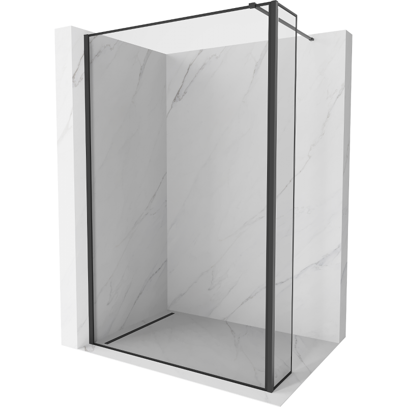 Mexen Kioto Duschwand Walk-in 100 x 40 cm, schwarzer Rahmen, schwarz - 800-100-212-70-70-040