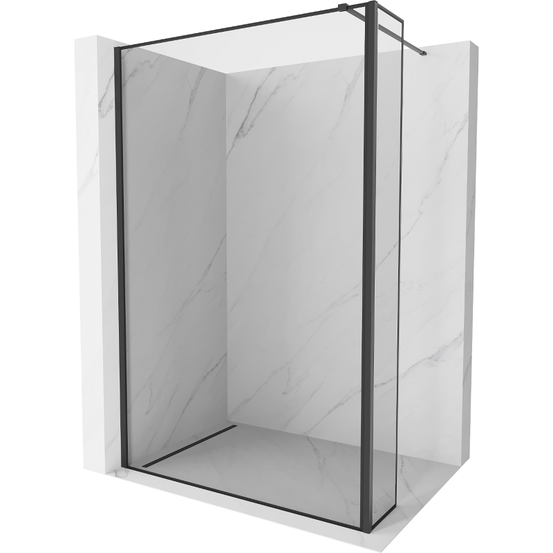 Mexen Kioto cloison de douche Walk-in 130 x 40 cm, cadre noir, noir - 800-130-212-70-70-040