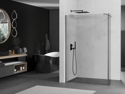 Mexen Kioto Tuš zid Walk-in 110 x 30 cm, proziran, metalik s puškom - 800-110-212-95-00-030