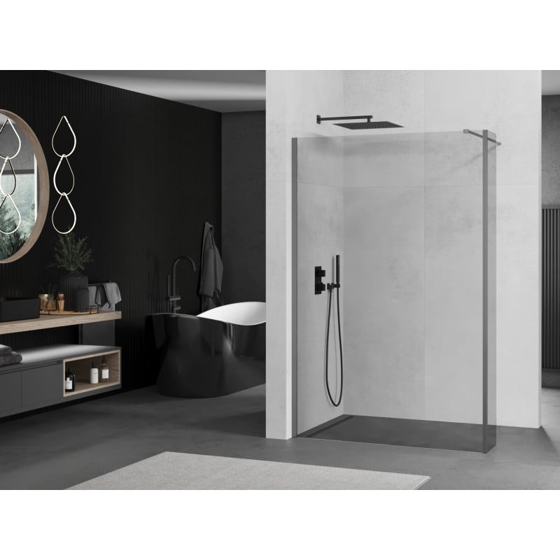 Mexen Kioto parete doccia Walk-in 90 x 40 cm, trasparente, gun metal - 800-090-212-95-00-040