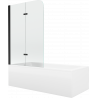 Mexen Cubik rechthoekig bad 160 x 70 cm met ombouw en 2-delige douchewand 80 cm, transparant, zwart - 550316070X9008027000