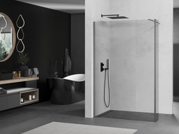 Mexen Kioto duša sienas Walk-in 130 x 40 cm, caurspīdīgs, šaujampulvera metāls - 800-130-212-95-00-040