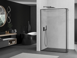 Mexen Kioto Dušas siena Walk-in 120 x 30 cm, melns rāmis, gun metal - 800-120-212-95-70-030