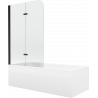 Mexen Cubik wanna prostokątna 160 x 70 cm z obudową i parawanem 2-skrzydłowym 100 cm, transparent, czarny - 550316070X9010027000