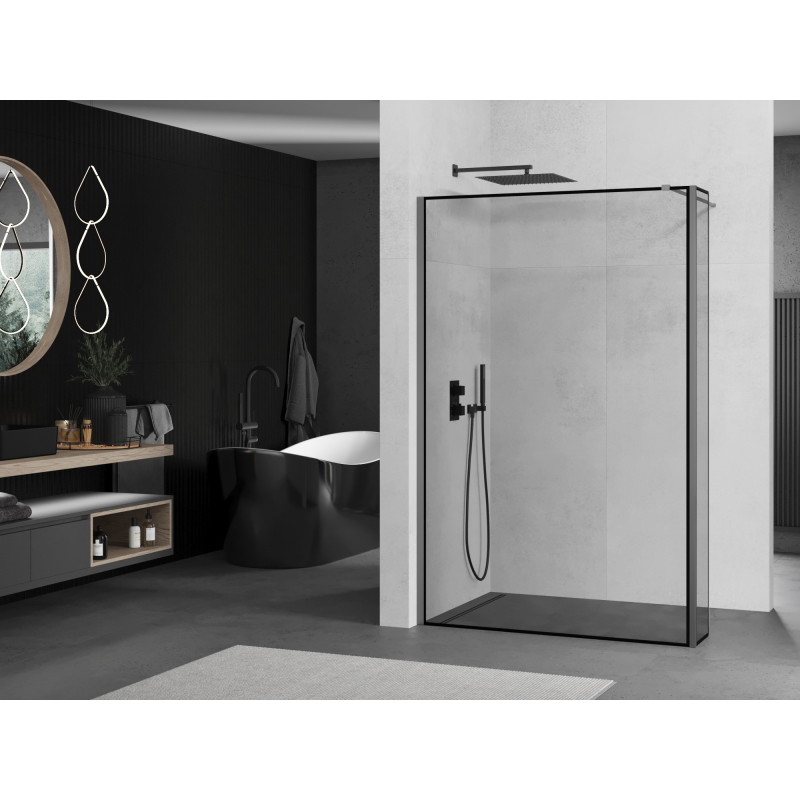 Mexen Kioto dušisein Walk-in 100 x 40 cm, must raam, gun metal - 800-100-212-95-70-040