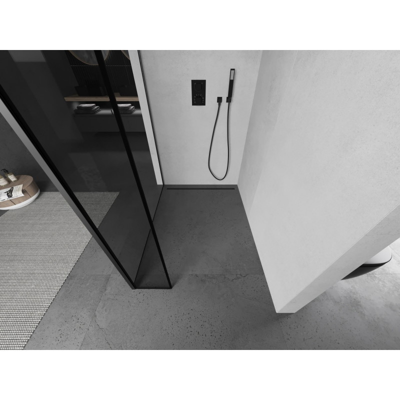 Mexen Kioto dušisein Walk-in 100 x 40 cm, must raam, gun metal - 800-100-212-95-70-040