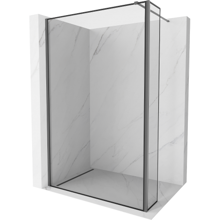Mexen Kioto Duschwand Walk-in 130 x 40 cm, schwarzer Rahmen, Gun Metal - 800-130-212-95-70-040