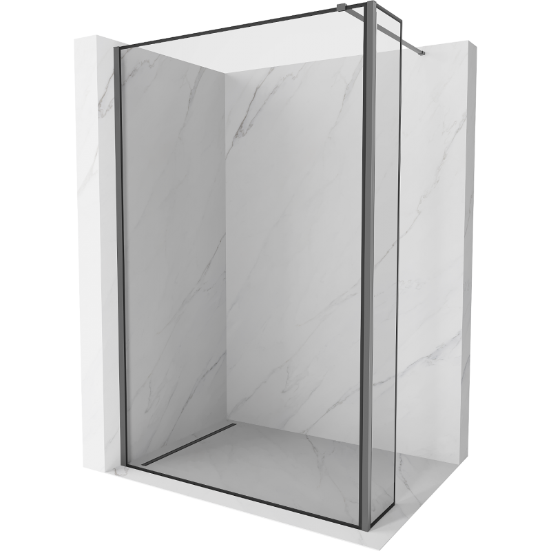 Mexen Kioto walk-in tuš stena 150 x 40 cm, črn okvir, karbonski videz - 800-150-212-95-70-040