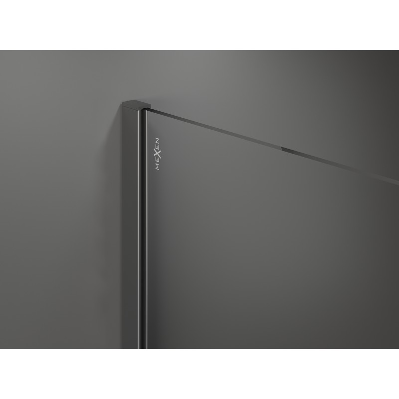 Mexen Kioto walk-in tuš stena 150 x 40 cm, črn okvir, karbonski videz - 800-150-212-95-70-040