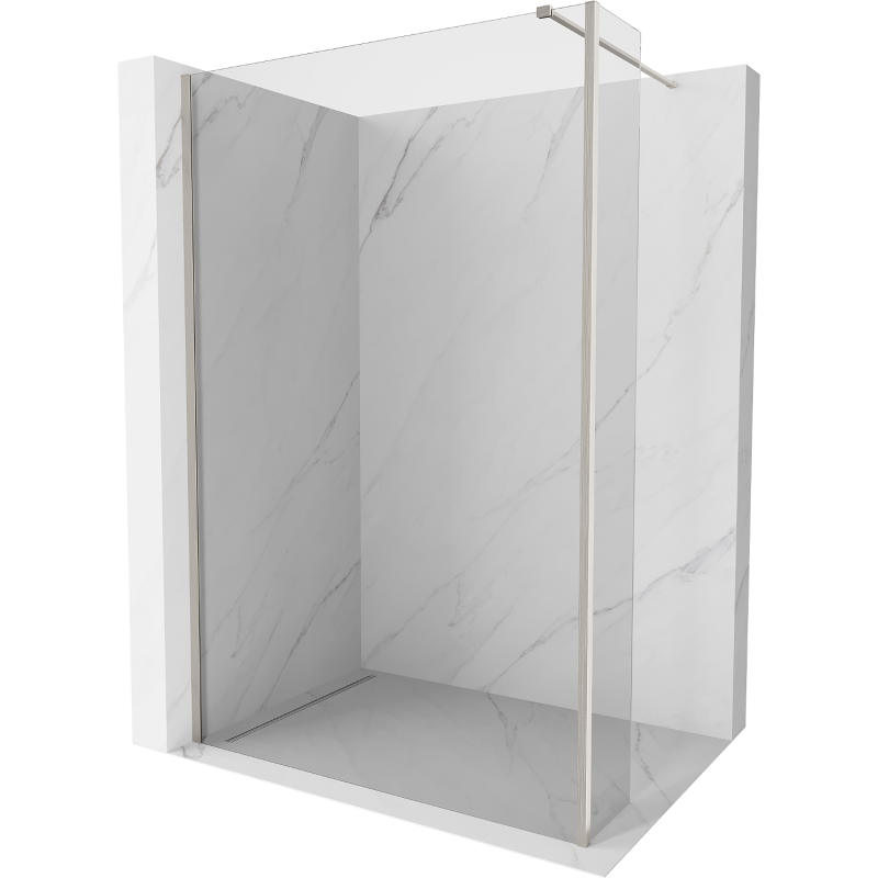 Mexen Kioto Duschwand Walk-in 140 x 40 cm, transparent, gebürstetes Nickel - 800-140-212-97-00-040