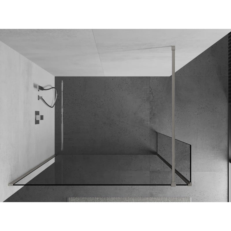 Mexen Kioto shower wall Walk-in 135 x 40 cm, transparent, brushed nickel - 800-135-212-97-00-040