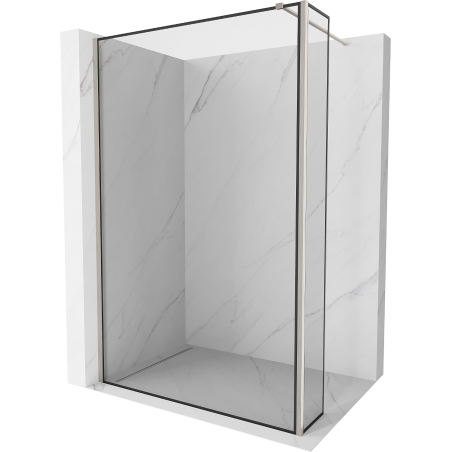 Mexen Kioto tuš stijena Walk-in 130 x 30 cm, crni okvir, brušeni nikal - 800-130-212-97-70-030
