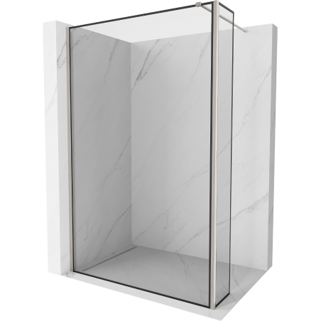 Mexen Kioto Walk-in Shower Wall 130 x 30 cm, Black Frame, Brushed Nickel - 800-130-212-97-70-030