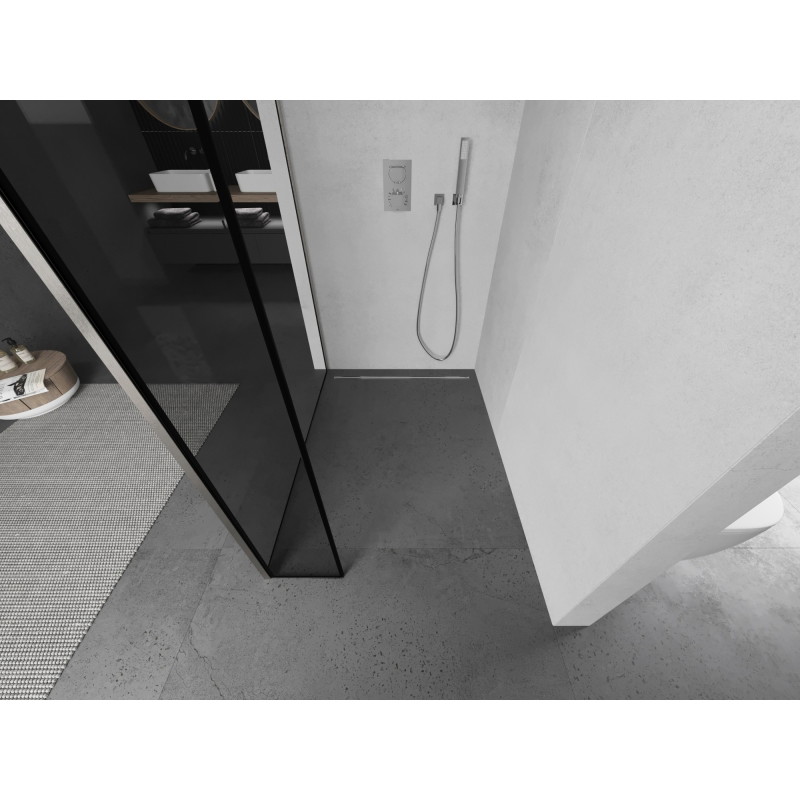 Mexen Kioto dušisein Walk-in 90 x 40 cm, must raam, harjatud nikkel - 800-090-212-97-70-040
