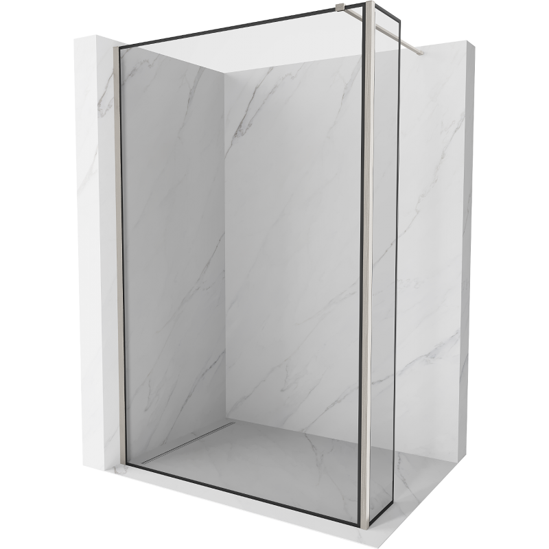 Mexen Kioto Duschwand Walk-in 100 x 40 cm, schwarzer Rahmen, gebürsteter Nickel - 800-100-212-97-70-040