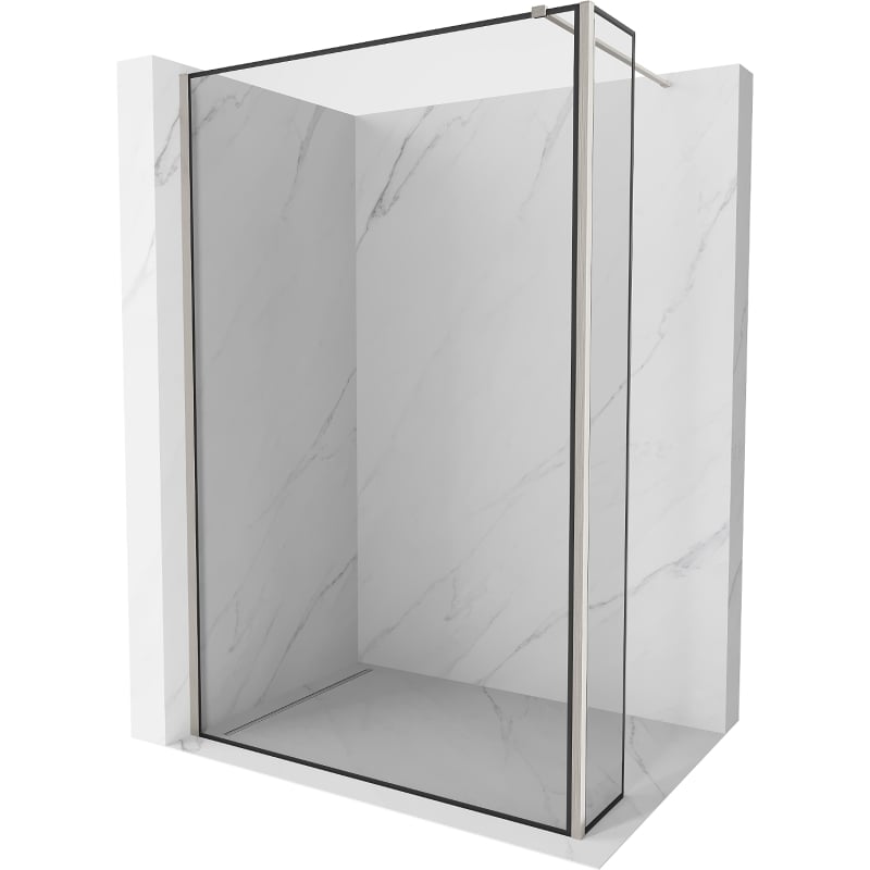 Mexen Kioto ścianka prysznicowa Walk-in 160 x 40 cm, czarna ramka, nikiel szczotkowany - 800-160-212-97-70-040