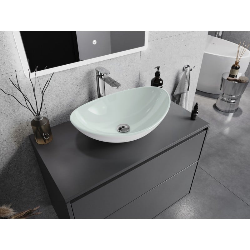 Mexen Sonia lavabo da appoggio in vetro 54 x 37 cm, bianco - 24145430