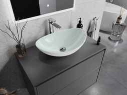 Mexen Sonia lavabo en verre à poser 54 x 37 cm, blanc - 24145430