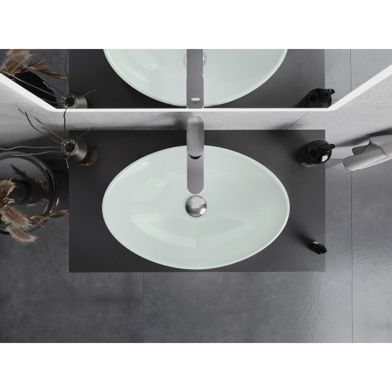 Mexen Sonia glazen opbouw wastafel 54 x 37 cm, wit - 24145430