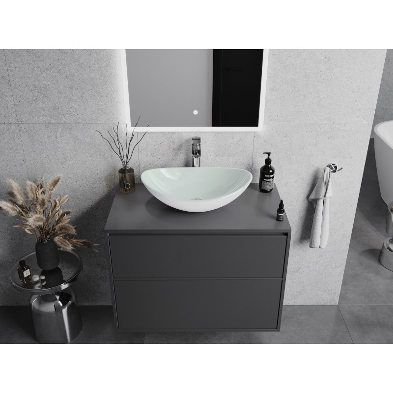 Mexen Sonia lavabo de vidrio sobre encimera 54 x 37 cm, blanco - 24145430