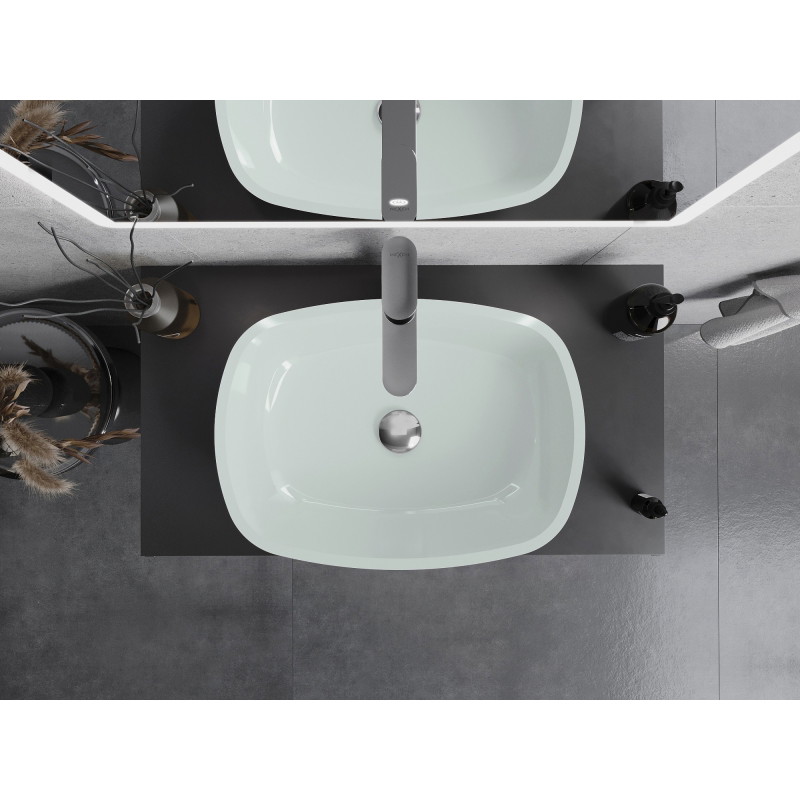 Mexen Araks lavabo sobre encimera de vidrio 54 x 39 cm, blanco - 24155430