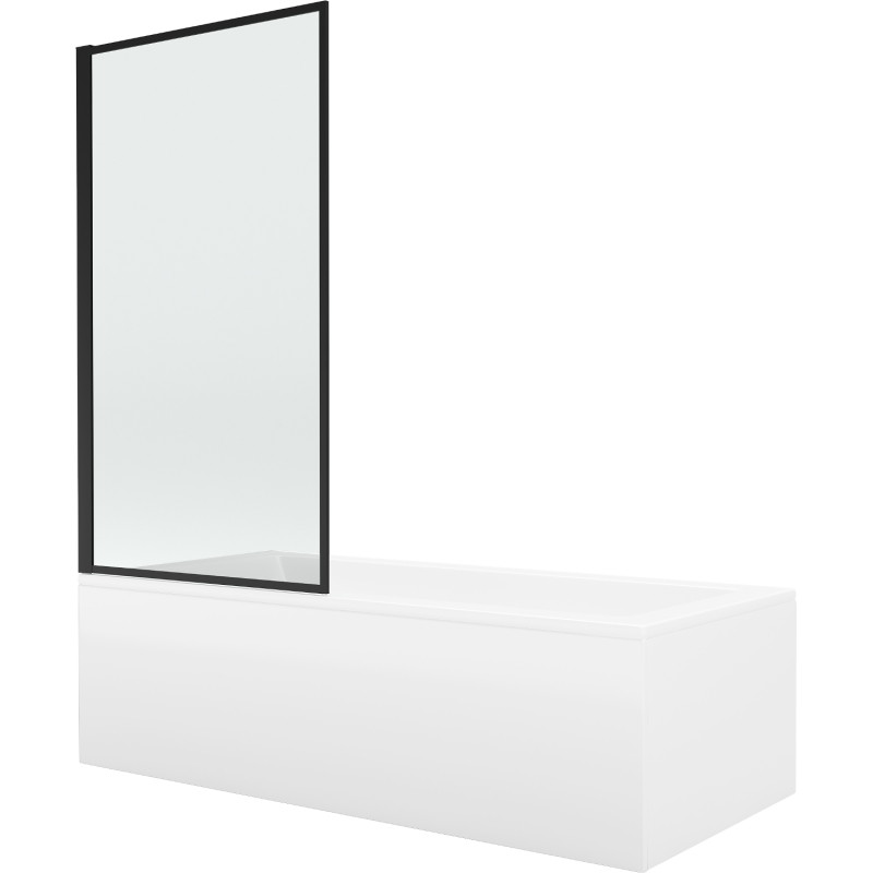 Mexen Cubik rectangular bathtub 160 x 70 cm with casing and 1-panel screen 80 cm, black pattern fix - 550316070X9308007070