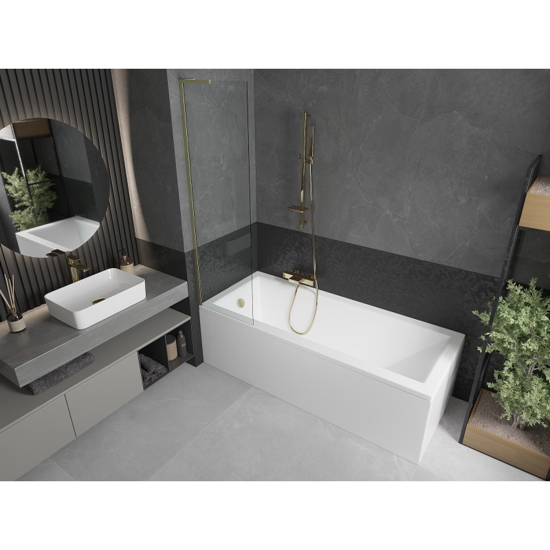 Mexen Next L vannikardina, 1-ukseline, 50 x 150 cm, läbipaistev, kuldne harjatud - 895-050-000-03-00-55