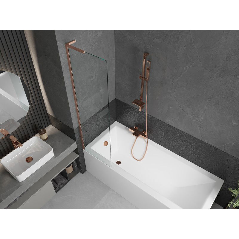 Mexen Next L 1-wing bath screen 50 x 150 cm, transparent, brushed copper - 895-050-000-03-00-65