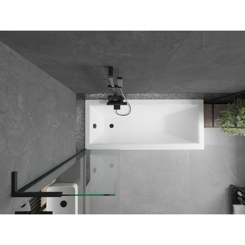Mexen Next L paratia per vasca da bagno a 1 anta 50 x 150 cm, trasparente, nero - 895-050-000-03-00-70