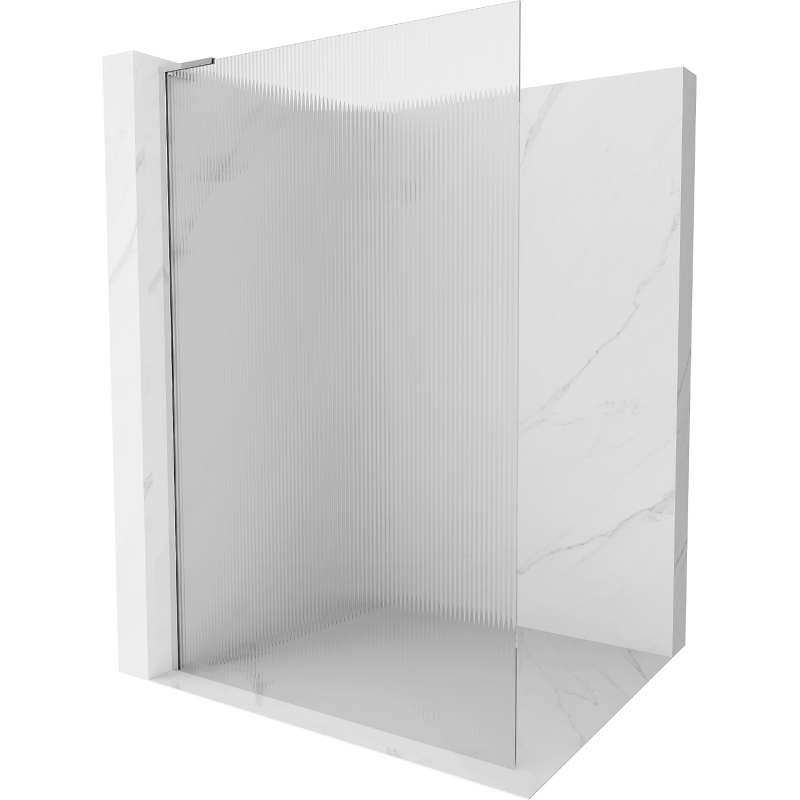 Mexen Kioto L Walk-in Shower Wall 100 x 200 cm, stripes, chrome - 800-100-103-01-09