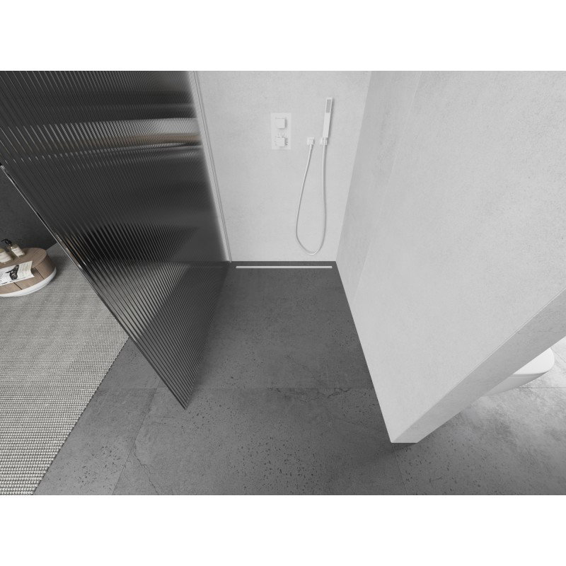 Mexen Kioto L Tuš stena Walk-in 100 x 200 cm, črte, bela - 800-100-103-20-09