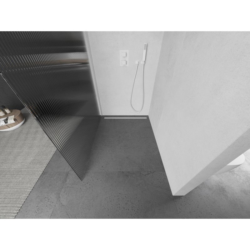 Mexen Kioto L pannello doccia walk-in 110 x 200 cm, righe, bianco - 800-110-103-20-09
