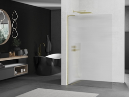 Mexen Kioto L Tuš stijena Walk-in 90 x 200 cm, pruge, zlatna četkana - 800-090-103-55-09